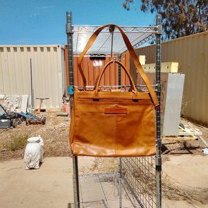 FOSSIL Leather Briefcase Computer Case *Stained & Spots* Shoulder Strap Brown